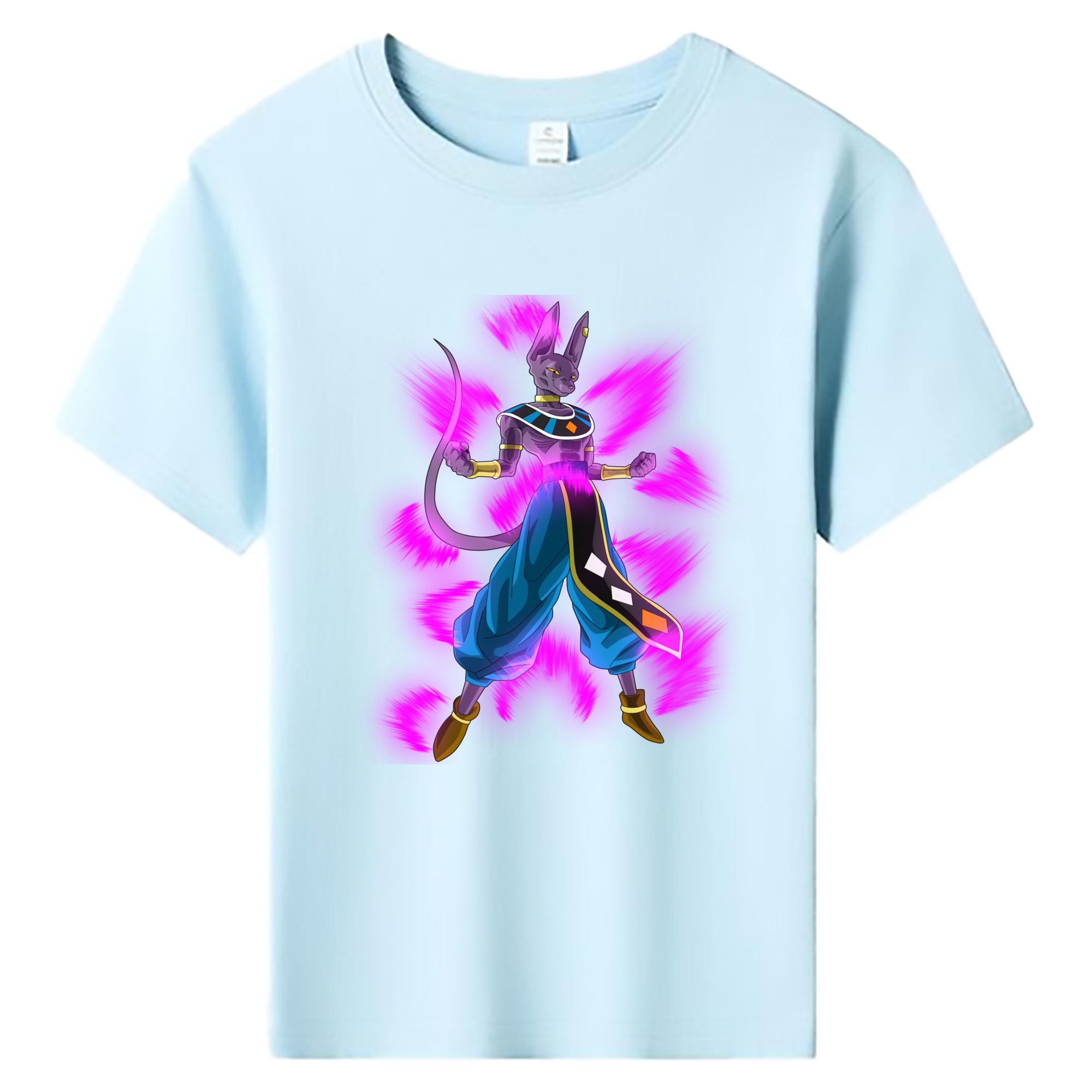 （画像用） ドラゴンボール ビルス 破壊神ビルス DRAGON BALL Beerus Birusu 綿100％キッズTシャツ（フロントプリント）